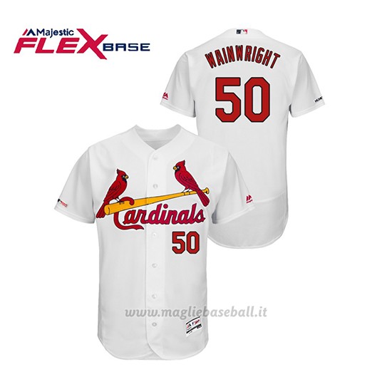Maglia Baseball Uomo St. Louis Cardinals Adam Wainwright 150th Aniversario Patch Flex Base Bianco